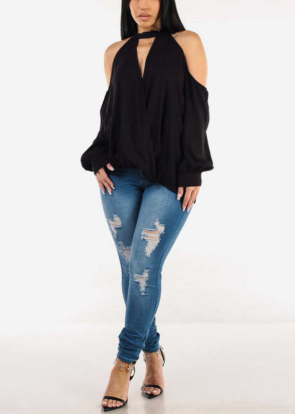 Butt Lift Distressed Skinny Jeans Med Blue