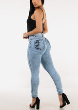 MX JEANS Butt Lift High Waist Acid Wash Skinny Jeans