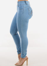Butt Lift Stretchy High Rise Skinny Jeans Light Wash