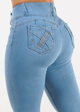 Butt Lift Stretchy High Rise Skinny Jeans Light Wash
