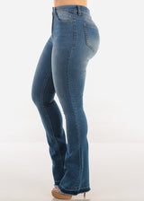 Super High Waist Stretch Bootcut Jeans Med Blue