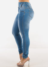 Butt Lift Super High Waist Skinny Jeans Med Blue