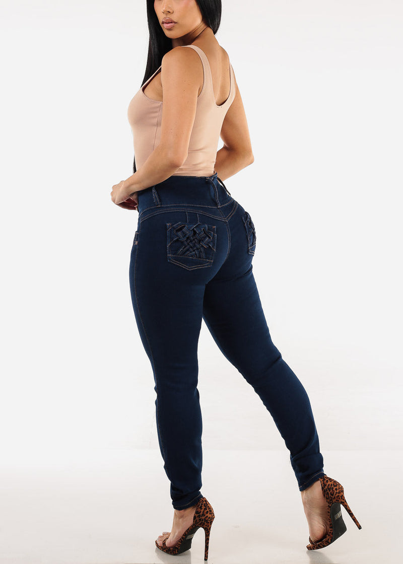 MX JEANS Butt Lift High Waist Dark Skinny Jeans