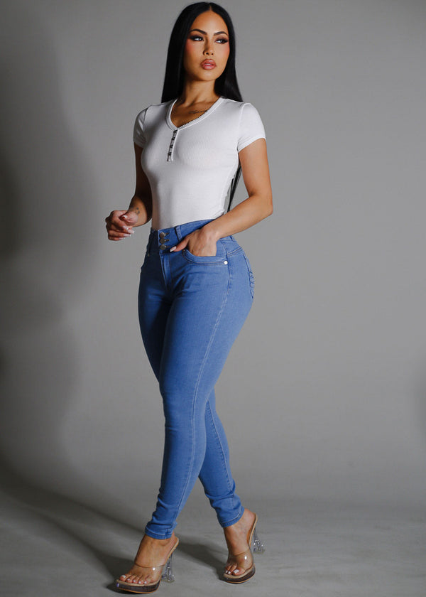 Butt Lifting High Rise Light Skinny Jeans
