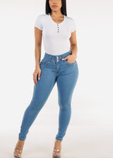 Butt Lifting High Rise Light Skinny Jeans