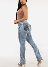 MX JEANS Butt Lift Mid Rise Acid Wash Bootcut Jeans