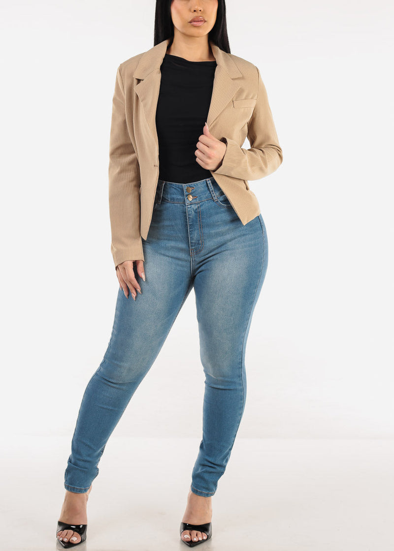 Super High Waist Stretch Skinny Jeans Light Blue