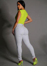 Levantacola High Waist White Skinny Jeans