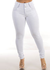 Levantacola High Waist White Skinny Jeans