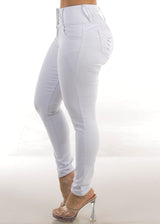 Levantacola High Waist White Skinny Jeans