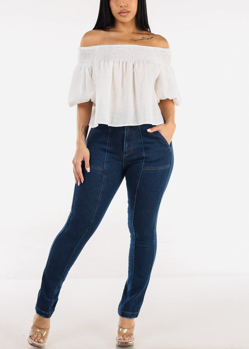 Butt Lift Stretch Straight Leg Jeans Dark Wash