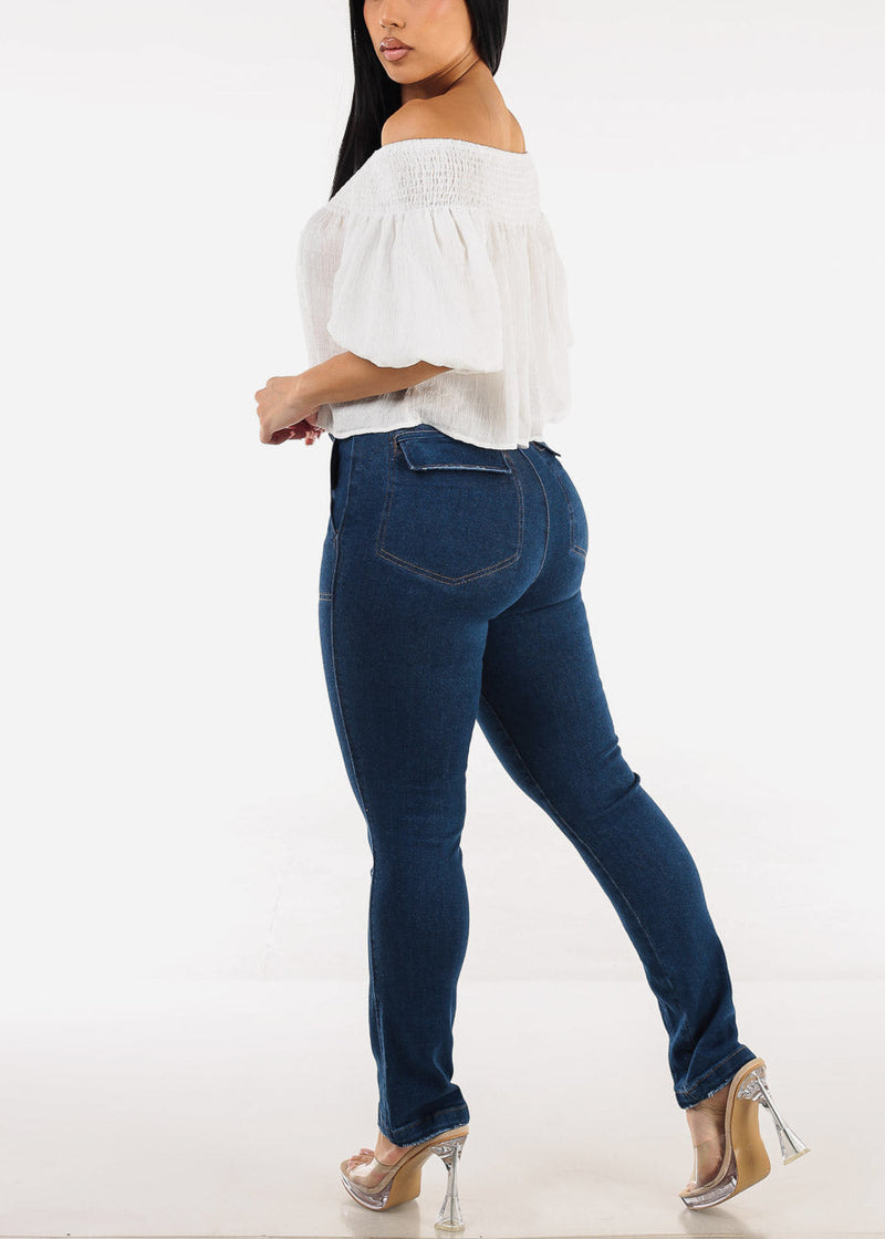 Butt Lift Stretch Straight Leg Jeans Dark Wash