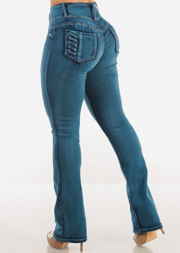 MX JEANS Butt Lift High Waist Bootcut Jeans Blue