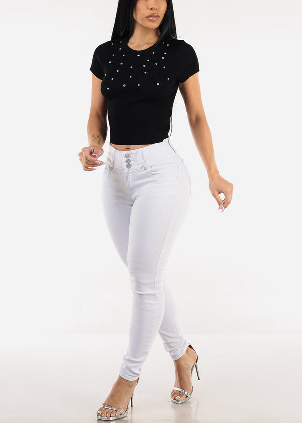 Butt Lifting High Rise White Skinny Stretchy Jeans