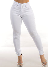 Butt Lifting High Rise White Skinny Stretchy Jeans