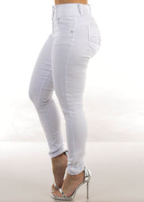 Butt Lifting High Rise White Skinny Stretchy Jeans