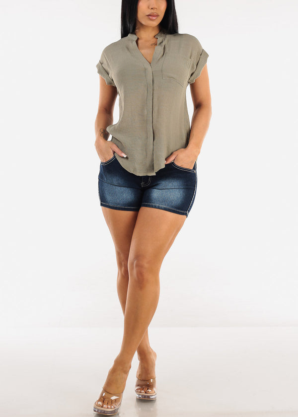 Butt Lift High Waist Denim Short Dark Wash