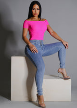 Levantacola Mid Rise Skinny Jeans Light Acid Wash