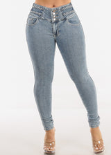 Levantacola Mid Rise Skinny Jeans Light Acid Wash