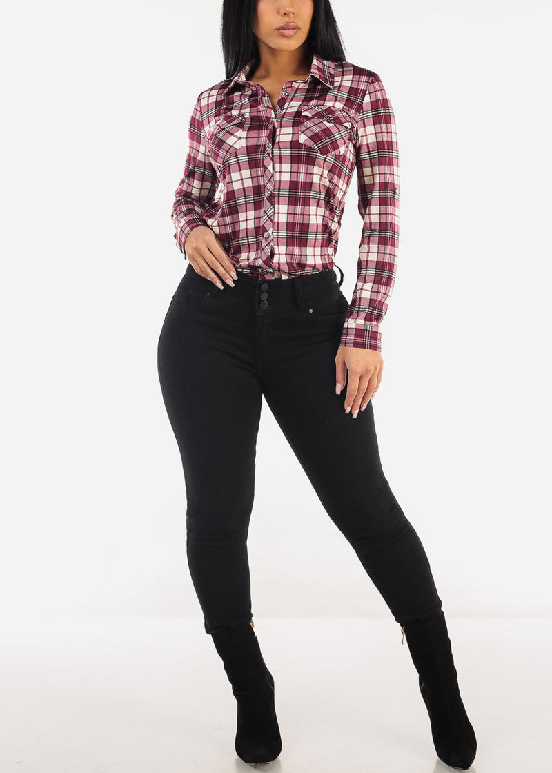 Black Butt Lifting Mid Rise Skinny Jeans