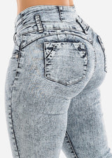 MX JEANS Butt Lifting Mid Rise Acid Wash Bootcut Jeans
