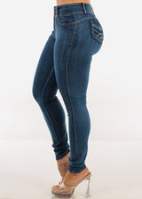 Butt Lift Mid Rise Stretch Skinny Jeans Dark Wash
