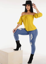 Butt Lift High Waist Distressed Skinny Jeans Blue