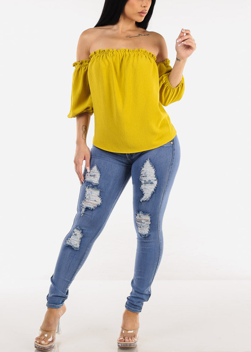 Butt Lift High Waist Distressed Skinny Jeans Blue