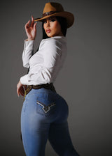 Butt Lift High Waist Light Wash Skinny Jeans