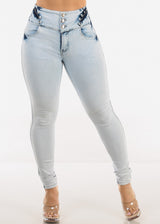 High Waist Butt Lift Acid Wash Skinny Jeans