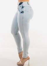 High Waist Butt Lift Acid Wash Skinny Jeans