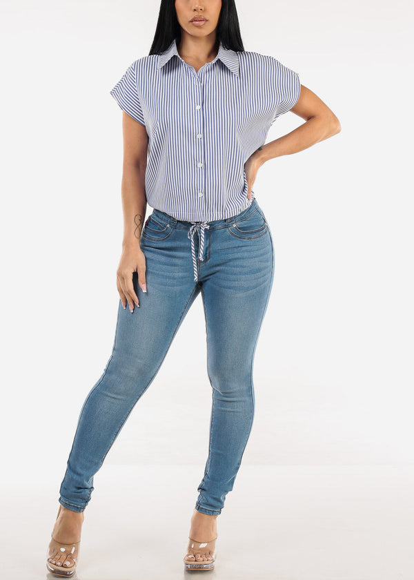 Butt Lift Mid Rise Stretch Skinny Jeans Light Wash
