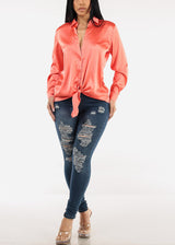 Stretchy Distressed Mid Rise Skinny Jeans Med Blue