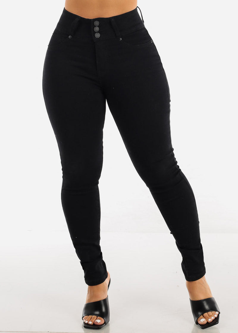 MX JEANS Mid Rise Butt Lifting Black Skinny Jeans
