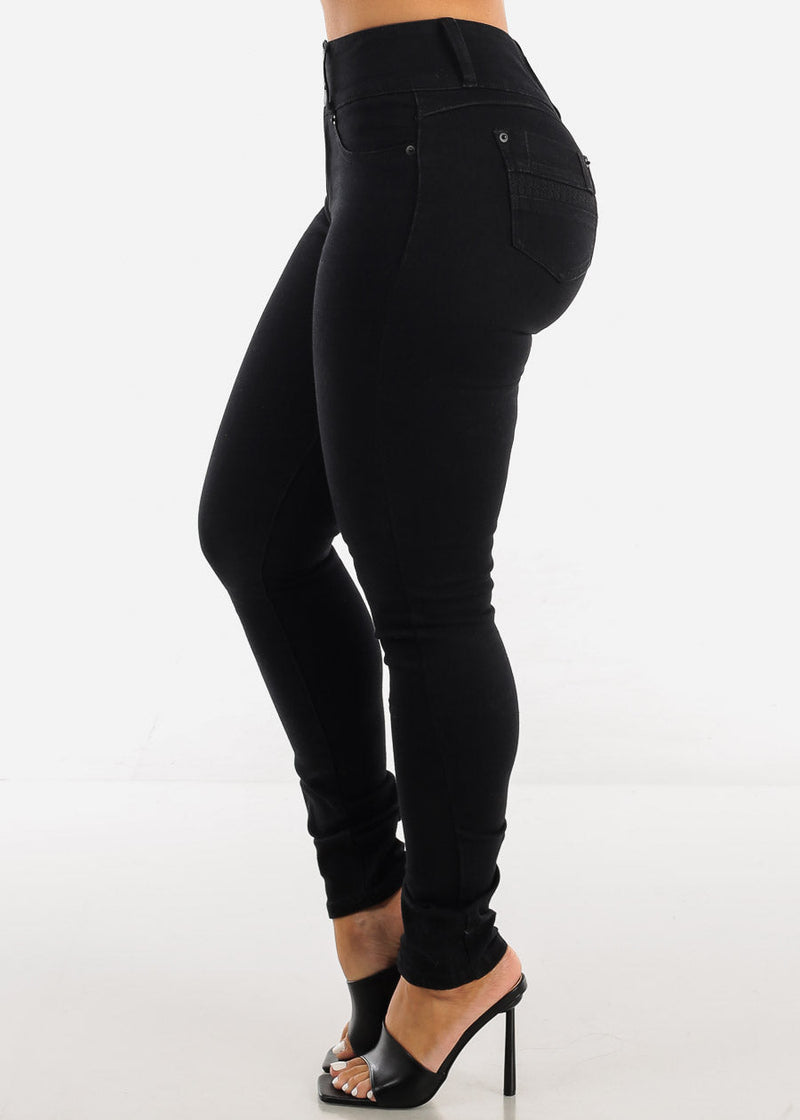 MX JEANS Mid Rise Butt Lifting Black Skinny Jeans
