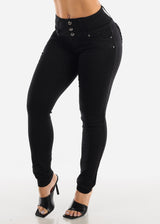 MX JEANS Black Butt Lift Levanta Cola Braided Pocket Skinny Jeans