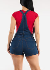 Butt Lift Sleeveless Dark Denim Short Overalls