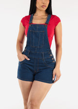 Butt Lift Sleeveless Dark Denim Short Overalls