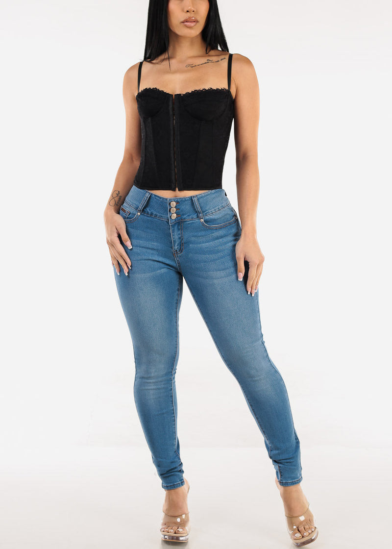 Butt Lift Mid Rise Stretch Light Skinny Jeans
