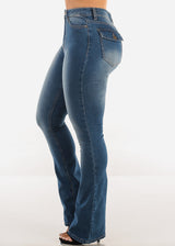 Super High Waist Stretch Bootcut Jeans Med Blue