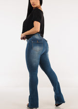 Super High Waist Stretch Bootcut Jeans Med Blue
