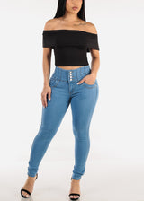 Levantacola High Waisted Skinny Jeans Light Blue