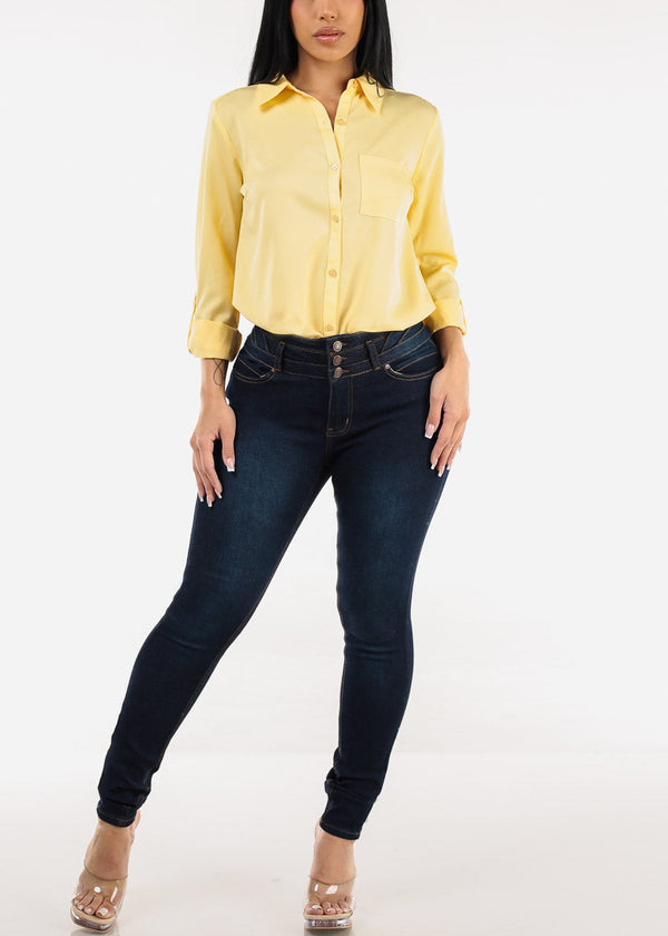 Butt Lift Mid Rise Stretch Skinny Jeans Dark Wash