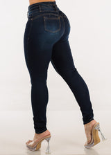 Butt Lift Mid Rise Stretch Skinny Jeans Dark Wash