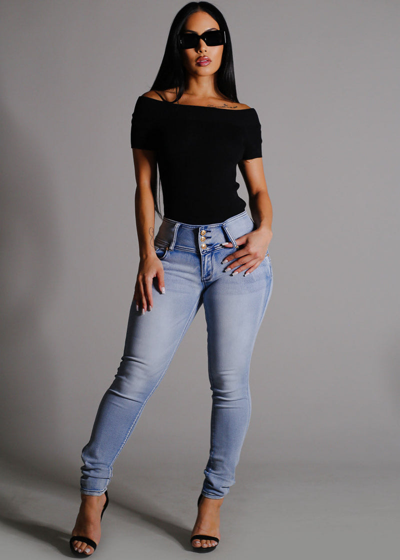 Butt Lift Mid Rise Stretch Skinny Jeans Acid Wash