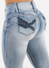 Butt Lift Mid Rise Stretch Skinny Jeans Acid Wash