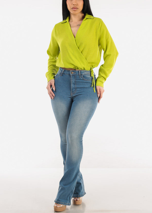 High Waist Stretch Bootcut Jeans Light Blue