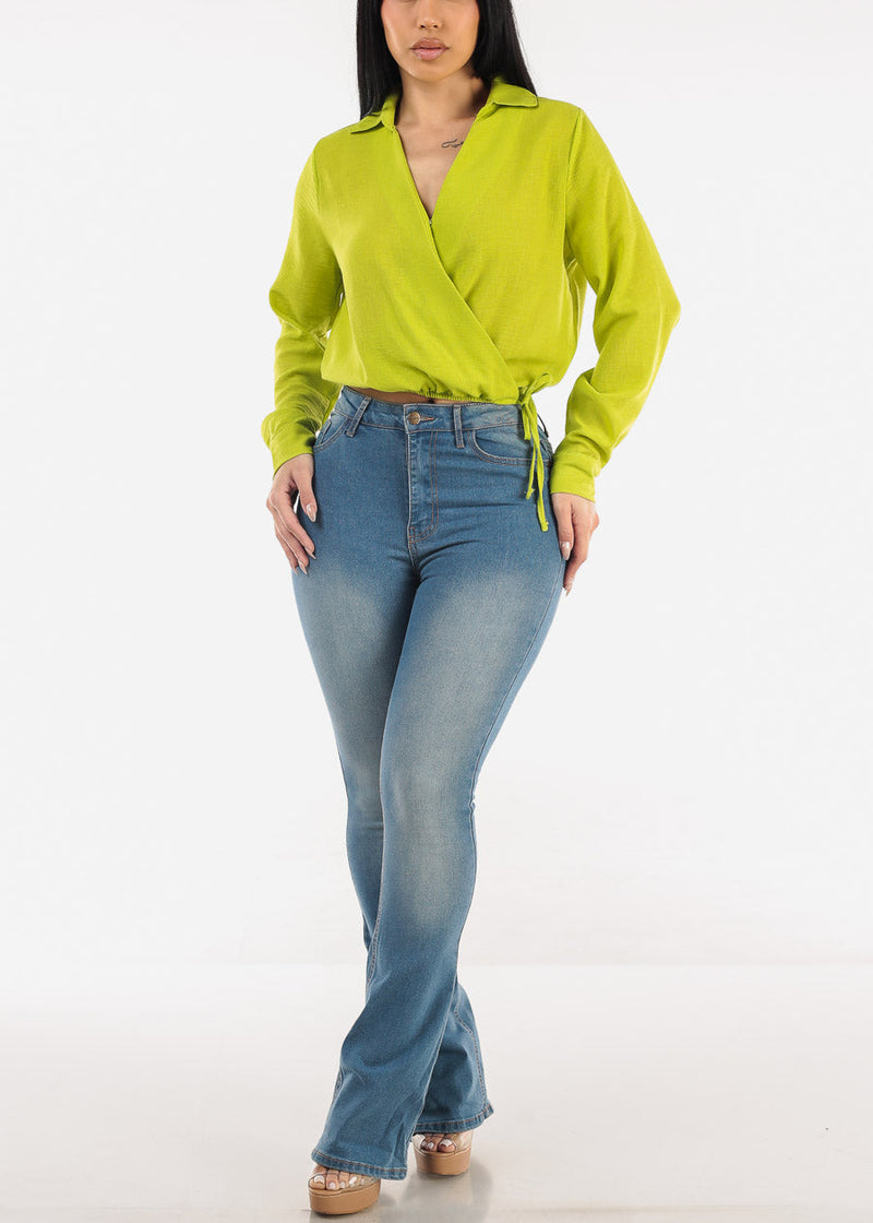 High Waist Stretch Bootcut Jeans Light Blue