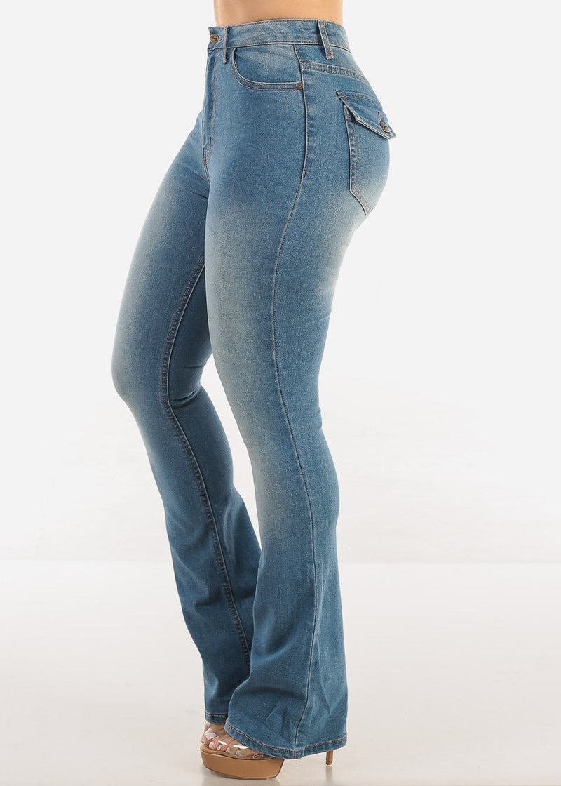 High Waist Stretch Bootcut Jeans Light Blue