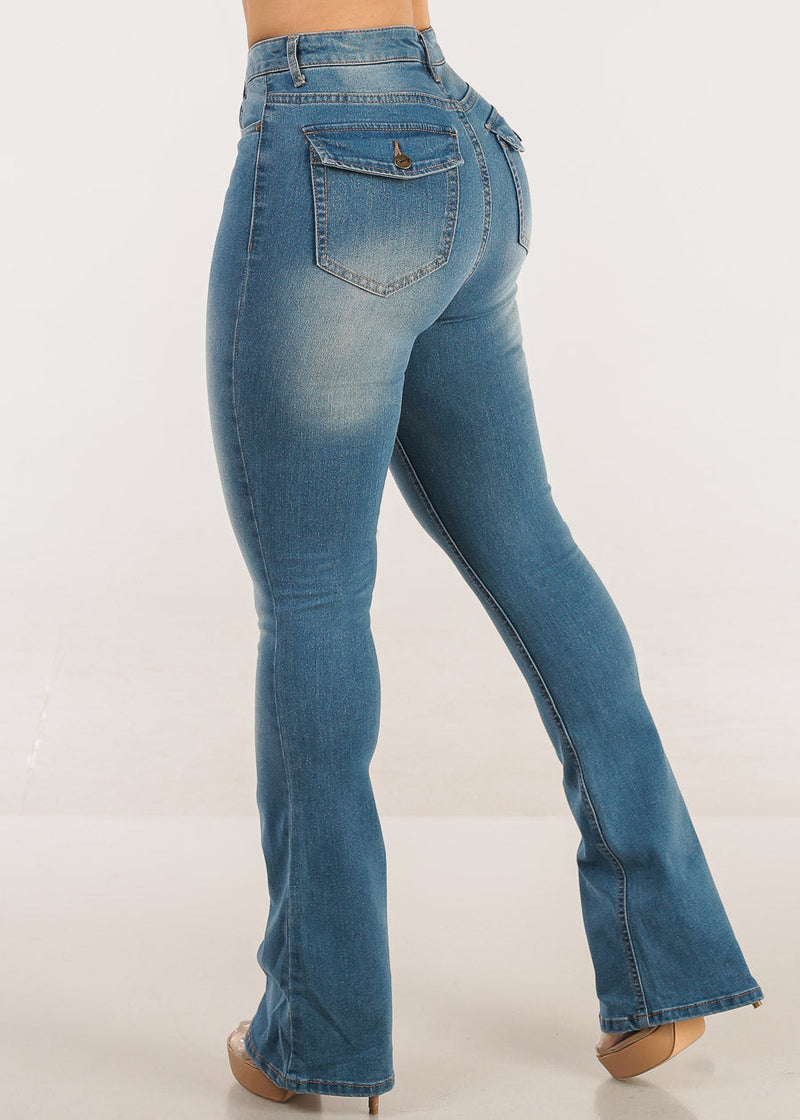 High Waist Stretch Bootcut Jeans Light Blue